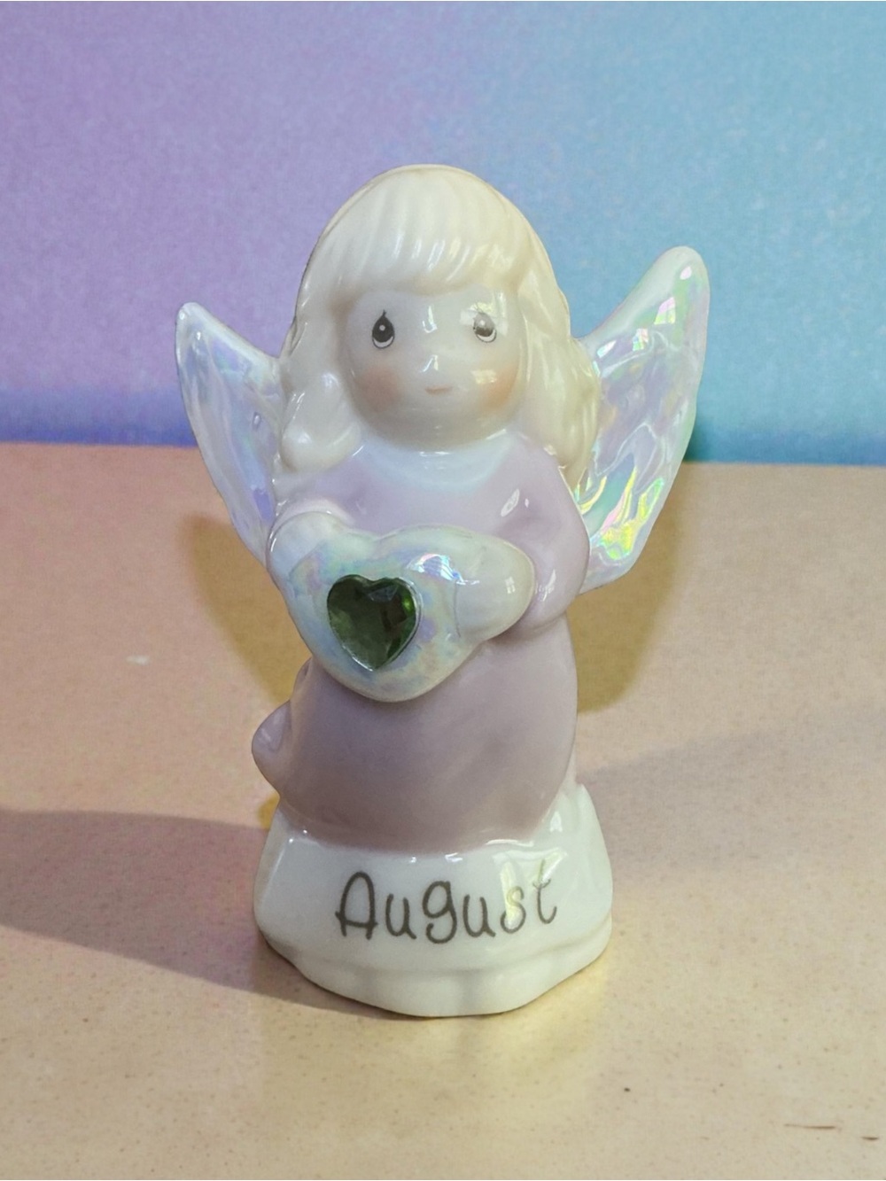 Precious Moments Lavender Angel Figurine with Iridescent Wings